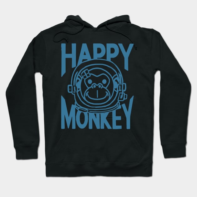 A Space Monkey Is A Happy Monkey Retro Blue Hoodie by ebayson74@gmail.com